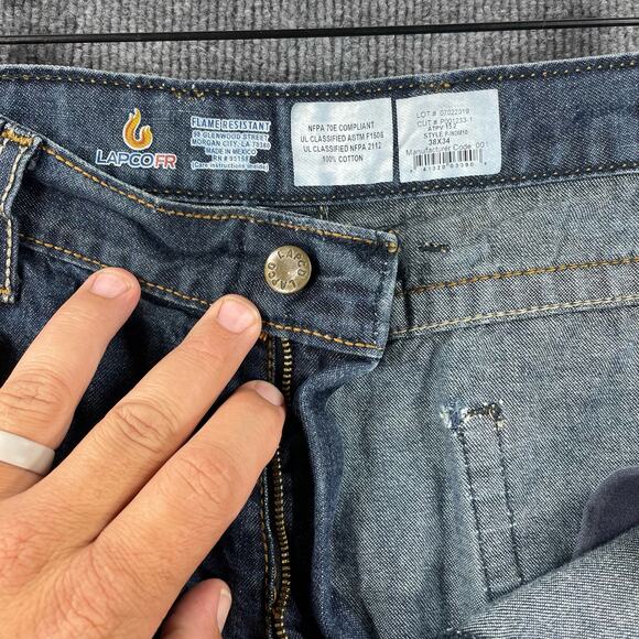 Lapco FR Fire Resistant Modern Jeans Men's 38X34 Actual (39X33) Blue Dark Wash - Picture 5 of 12